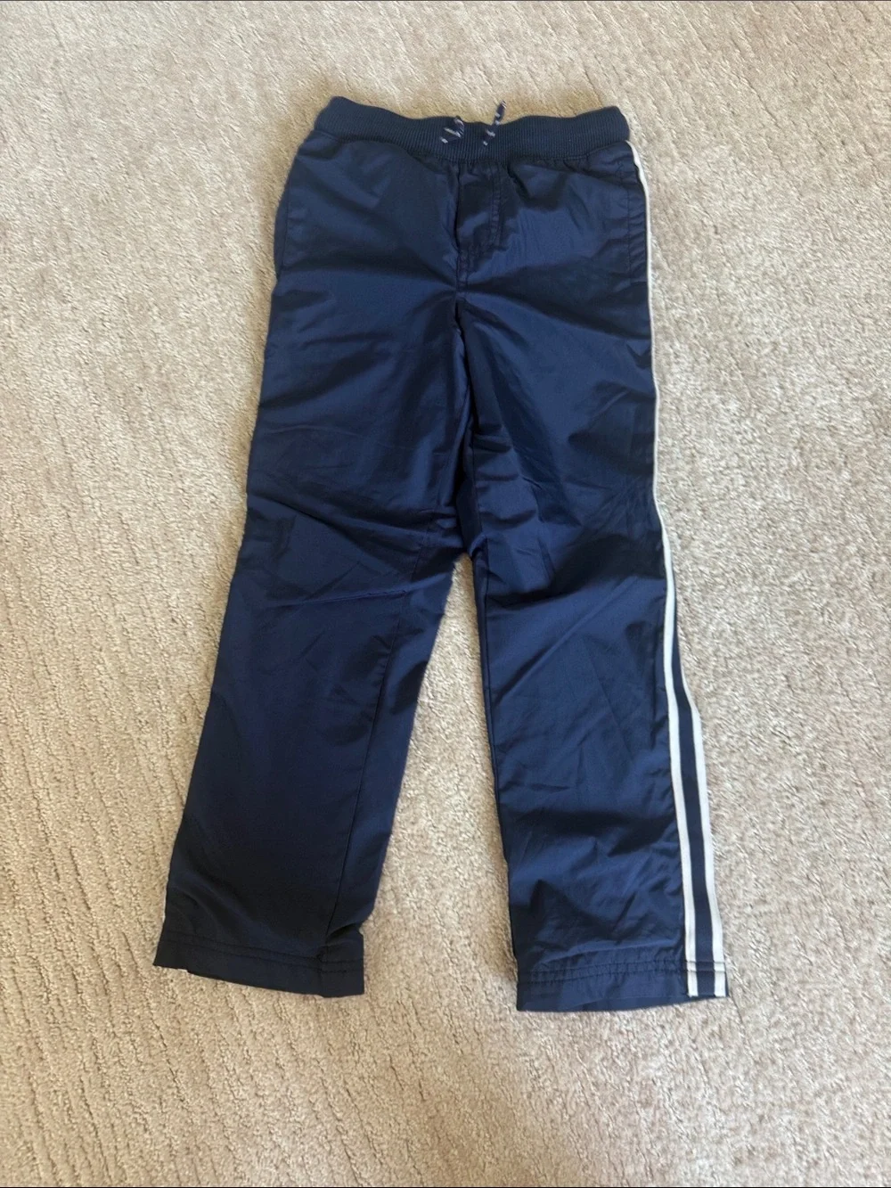 Navy Track Pants with Side Stripes